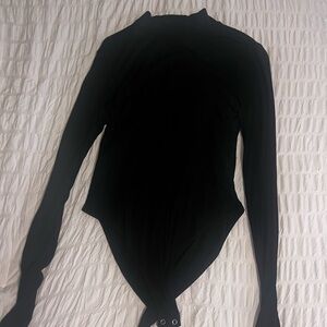 Forever 21 Black High-Neck Long Sleeve Bodysuit